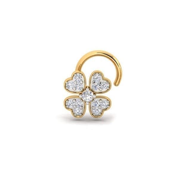 14K Gold Diamond Nose Pin