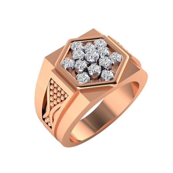14K Rose Gold Diamond Gents Ring - Perfect for Gifting!